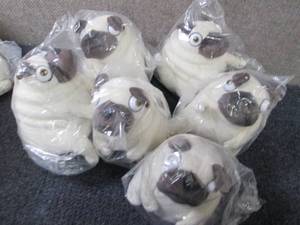 lot 252 image: 6 Small Plush Pugs...