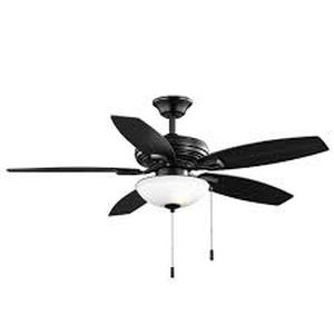 lot 19 image: Hampton Bay North Pond 52 in. IndoorOutdoor LED Matte Black Ceiling Fan with Light, Reversible Motor and Reversible Blades Included   Customer Returns See Pictures