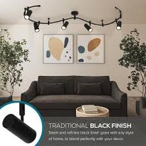 lot 40 image: CATALINA Flex 8 ft. Matte Black Integrated LED Ceiling Mounted Hardwired Track Lighting Kit with Flat Cylinder Black Head    Customer Returns See Pictures