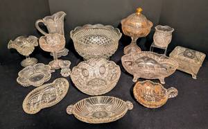 lot 96 image: Vintage CutPressed Glass and Crystal Serving Ware