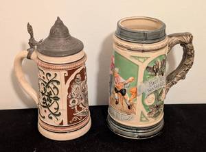lot 126A image: Pair of Vintage Beer Steins