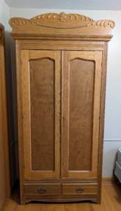 lot 16 image: Large Oak Armoire by Schmitt & Henry Co.