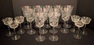 lot 58 image: Vintage Etched Glassware