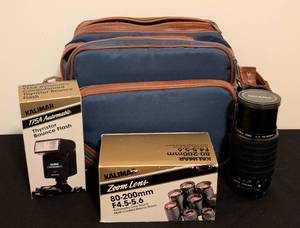 lot 50 image: Assorted Camera Lenses and Camera Bag