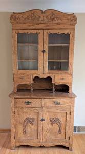 Large Antique Oak Display Hutch