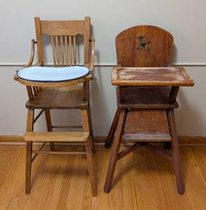 lot 32 image: Pair of Vintage Childrens Highchairs
