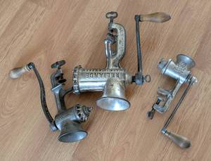lot 154 image: Three Vintage Meat Grinders