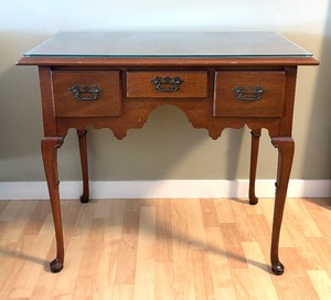 lot 16 image: Vintage Lowboy Dressing Cherry Table  Vintage Queen Anne Style Console Table