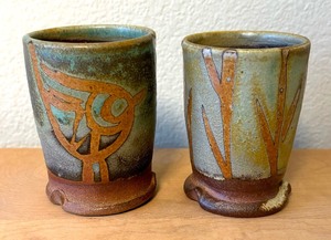 lot 26 image: Two Artisan Crafted Signed Pottery Vases 