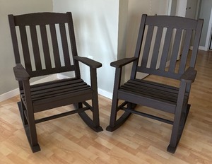 lot 18 image: Pair of Outdoor Rocking Chairs