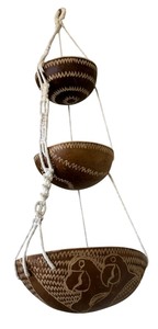 lot 35 image: Hanging Decorative Carved Gourd Bowl Decor