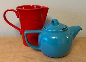 lot 62 image: Pottery Barn Pitcher and GEO Teapot