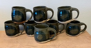 lot 84 image: Eight Signed Pottery Mugs
