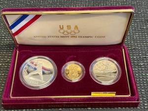 1992 US Olympic 3 Coin Proof Set - Gold & Silver Coin