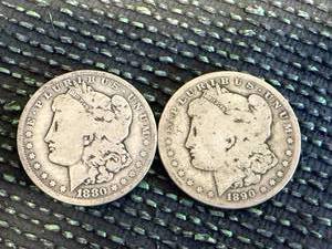 lot 58 image: 1880 & 1890 O Morgan Dollars