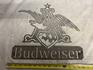 lot 45 image: Budweiser Laser Cut Metal Sign