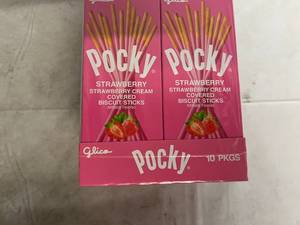 lot 156 image: 10 Pack of Pocky Strawberry Cream Covered Biscuit Sticks