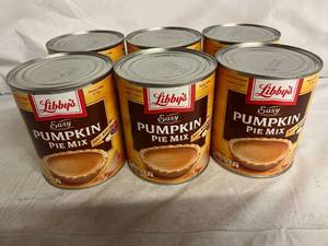 lot 217 image: 6 Cans of Libbys Easy Pumpkin Pie Mix