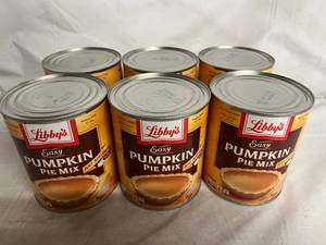 lot 218 image: 6 Cans of Libbys Easy Pumpkin Pie Mix
