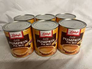 lot 219 image: 6 Cans of Libbys Easy Pumpkin Pie Mix