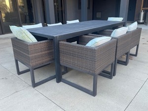 Large Patio Table and Eight Stylish Chairs
