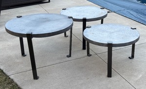 lot 20 image: Set of Three Faux Stone Patio Accent Tables