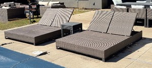 Pair of Double Patio Loungers / Pair of Double Sun Loungers and Accent Table