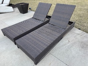 lot 19 image: Pair of Adjustable Patio Chairs  Pair of Sun Loungers