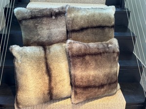 lot 28 image: Set of Four Faux Fur Decorative Throw Pillows