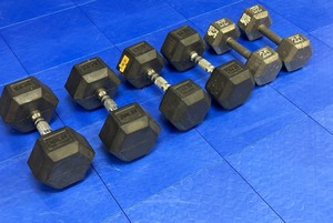 lot 44 image: 30lb, 25lb and 20lb Hand Weights