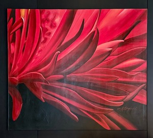 lot 13 image: Large Floral Original Artwork on Canvas