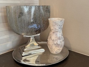 lot 47 image: Nambe Platter and Decorative Vases