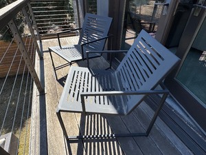 lot 54 image: Pair of Stylish Metal Patio Chairs