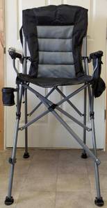 lot 31 image: Tall Folding Chair with Cup Holder - Black (View Photos)
