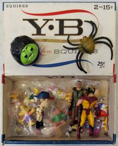 lot 39 image: Cigar Box Filled with a Variety of Figurines - Mini bobblehead of Braves C Jones, Duck Tales Figurines & More (View Photos)