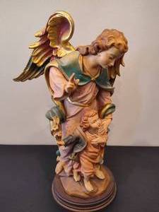 lot 29 image: St. Raphael the Archangel Carved Wood Statue