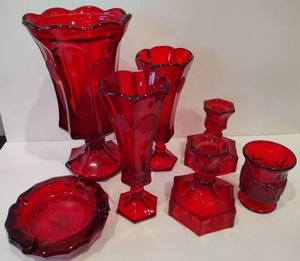 lot 8 image: Fostoria Ruby Red Coin Glassware Accessories