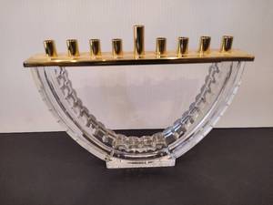 lot 25 image: Waterford Crystal Hanukah Menorah