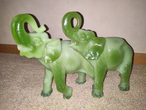 Vintage Jadite (?) Elephants