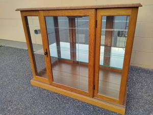 Etched Glass Lighted Wood Display/Curio Cabinet
