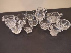 lot 99 image: Lot of Asst CrystalGlass Sugar & Creamer & Toothpick Holders