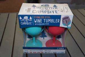 lot 216 image: Set of 2 Stainless Steel Wine Tumbler with Removable Stem