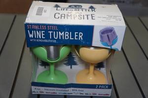 lot 219 image: Set of 2 Stainless Steel Wine Tumbler with Removable Stem