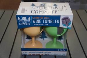 lot 218 image: Set of 2 Stainless Steel Wine Tumbler with Removable Stem