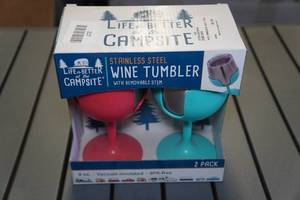 lot 217 image: Set of 2 Stainless Steel Wine Tumbler with Removable Stem