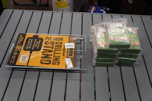 lot 260 image: Rome Pie Iron Grilling Stand with 9 Packs of Waterproof Fire Sticks