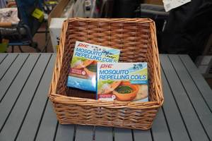 lot 263 image: Wicker Basket with 2 4-Packs Mosquito Repelling Coils