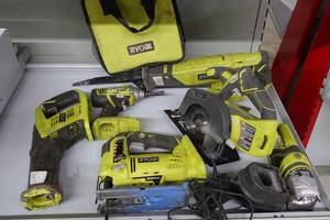 lot 411 image: Assorted Ryobi Cordless Tools with Multiple Chargers