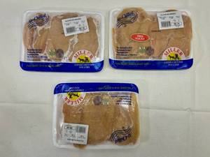 lot 31 image: H. 3x Filleted Boneless Skinless Chicken Breast-See Photos for Weight