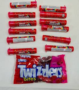 lot 65 image: 12x Skittles Littles & Twizzlers Cherry Bites